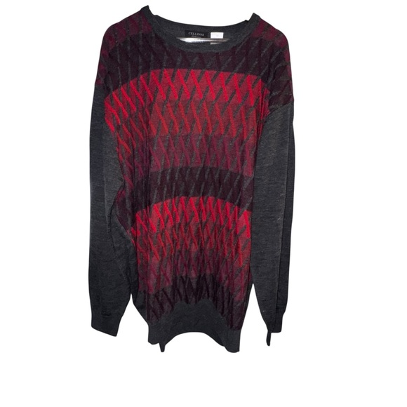 Cellinni Collection 3XLT Big & Tall Wool Blend Sweater Long Sleeve Red knit - Picture 2 of 4